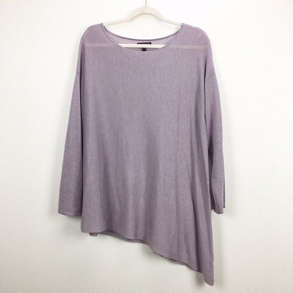 Eileen Fisher Sweaters - Eileen Fisher Purple Asymetric Sweater Merino Wool